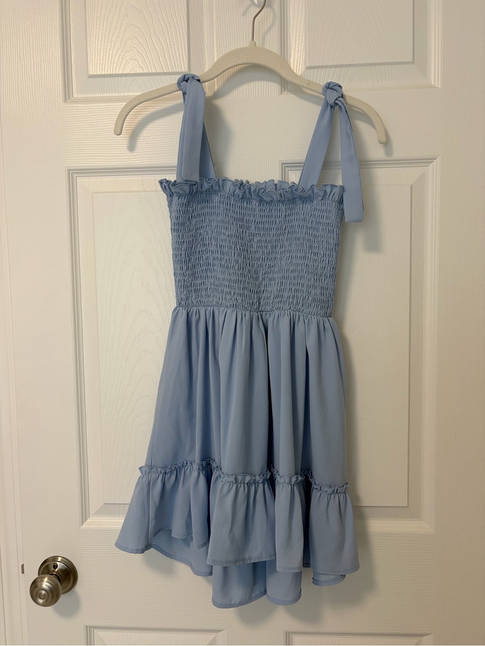 Girls Light Blue Tie-Shoulder Sundress